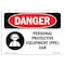 Signmission OSHA Sign, Personal Protective Equipment Ear, 10in X 7in Rigid Plastic, 10" W, 7" H, Landscape OS-DS-P-710-L-1734 - alternate 1